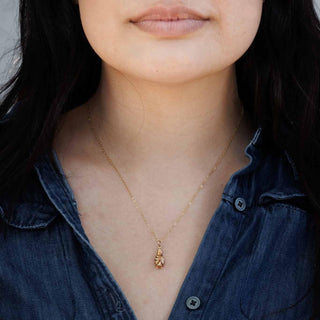 Bronze Vampire Bat Necklace on Neck