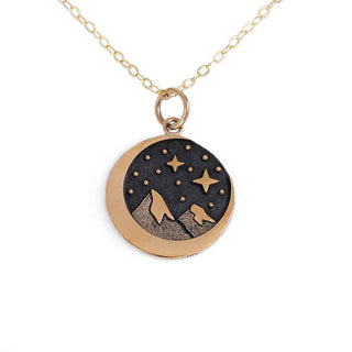 Nina Designs Bronze Starry Mountain Necklace on Gold Filled Chain