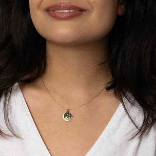 Bronze Snowy Mountain Top Necklace on Woman