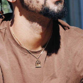 Bronze Graveyard Necklace on Man