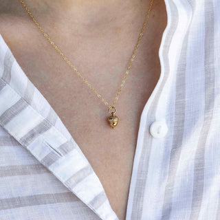 Bronze Acorn Necklace on Neck