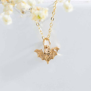 Nina Designs Bronze Mini Bat Necklace with Gold Filled Chain