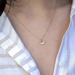 Bronze Mini Bat Necklace on Neck