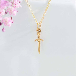 Nina Designs Mini Bronze Sword Necklace on Gold Filled Chain