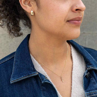 Mini Bronze Sword Necklace Worn on Neck