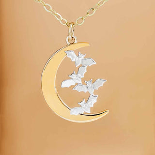 Nina Designs Bronze Moon with Silver Bat Cluster Necklace