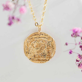 Nina Designs Bronze Ancient Owl Coin on Gold filled Chain