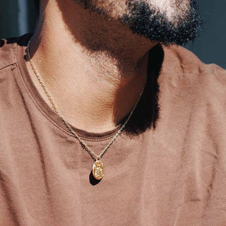 Bronze Ancient Owl Coin Necklace on Man