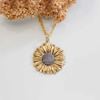 Nina Designs Daisy Necklace with Bronze Petals and Silver Center
