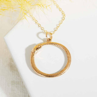 Nina Designs Bronze Ouroboros Necklace on Gold filled chain