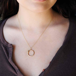 Bronze Snake Ouroboros Necklace on Woman
