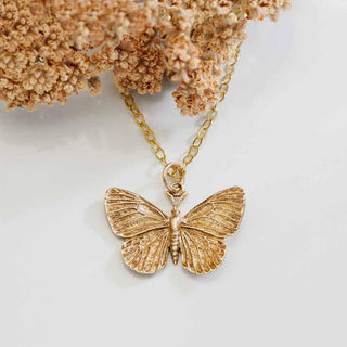 Nina Designs Bronze Detailed Butterfly Necklace on Gold filled chain