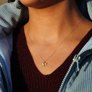 14k Gold Honey Bee Necklace on Woman