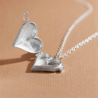 Opened Sterling Silver Hammered Heart Locket