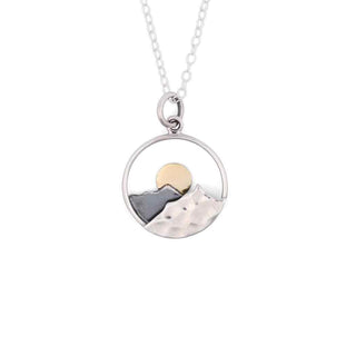 Nina Designs Sterling Silver Mountain Necklace with Bronze Sun