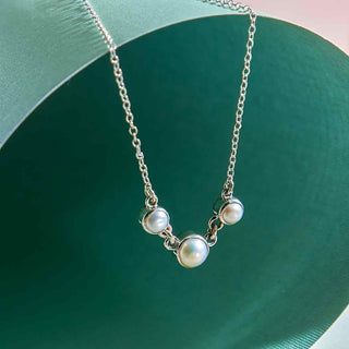 Nina Designs Sterling Silver Triple Pearl Festoon Necklace