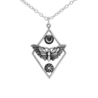 Nina Designs Sterling Silver Sun and Moon Moth Necklace with Silver Chain
