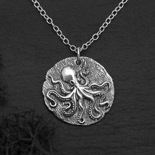 Nina Designs Sterling Silver Octopus Coin Necklace on Silver Chain