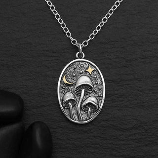Nina Designs Mixed Metal Mushrooms with Star and Moon Necklace
