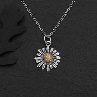 Nina Designs Mixed Metal Daisy Necklace on Silver Chain