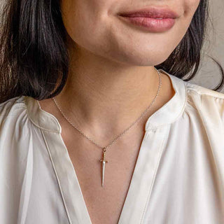 Sterling Silver Sword Necklace on Woman