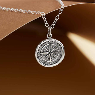 Nina Designs Sterling Silver Compass Wax Seal Necklace
