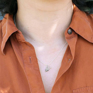 Sterling Silver Snail Necklace on Neck
