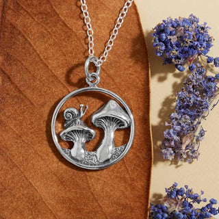 Nina Designs Sterling Silver Mushroom and Snail Necklace