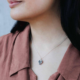 Sterling Silver Open Pomegranate with Seeds Necklace on Neck