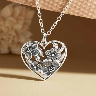 Nina Designs Sterling Silver Apple Blossoms in Heart Necklace