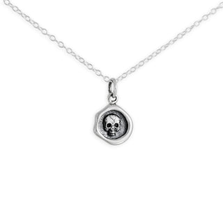 Nina Designs Sterling Silver Wax Seal Skull Necklace