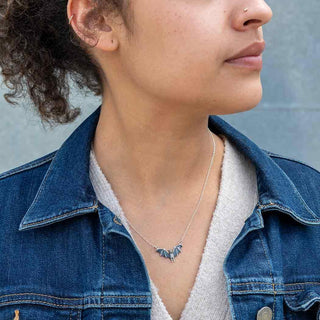 Sterling Silver Flying Bat Festoon Necklace on model