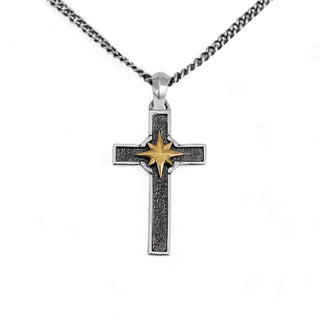 Nina Designs Mixed Metal Silver Cross with Bronze Sun Necklace