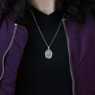 Sterling Silver Lion Necklace on Model
