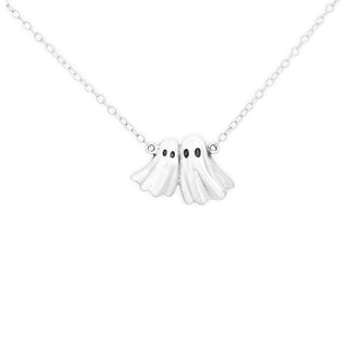 Sterling Silver Two Ghosts Festoon Necklace on white background