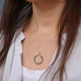 Sterling Silver Snake Ouroboros Necklace on Woman