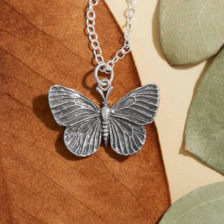 Nina Designs Sterling Silver Detailed Butterfly Necklace on Silver Chain
