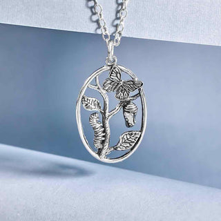 Nina Designs Sterling Silver  Caterpillar to Butterfly Metamorphosis Necklace