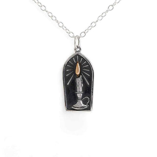 Nina Designs Sterling Silver Candle with Bronze Flame Necklace