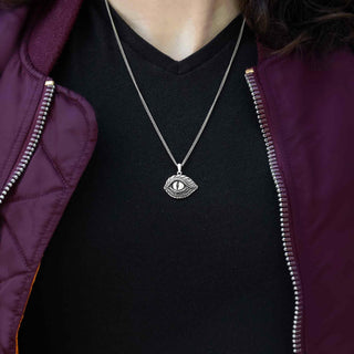 Sterling Silver Men's Dragon Eye Necklace