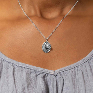 Sterling Silver Oval Dragon Head Necklace