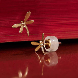 Nina Designs Solid 14k Gold Dragonfly Post Earrings