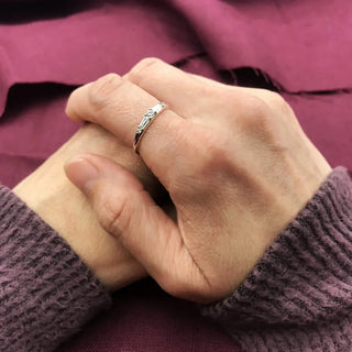 Sterling Silver Baguette Ring with Crystals on Hand