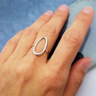 Sterling Silver Chunky Oval Ring on Hand