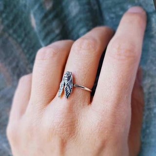 Silver Cicada Ring on Finger