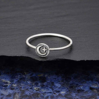 Nina Designs Sterling Silver Moon and Star Stacking Ring