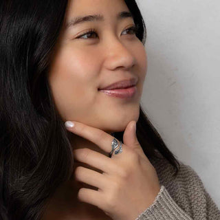Sterling Silver or Bronze Adjustable Leaf Ring - Nina Designs