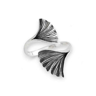 Nina Designs Sterling Silver Adjustable Ginkgo Leaf Ring