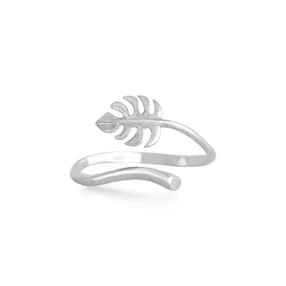 Sterling Silver or Bronze Adjustable Monstera Leaf Ring - Nina Designs