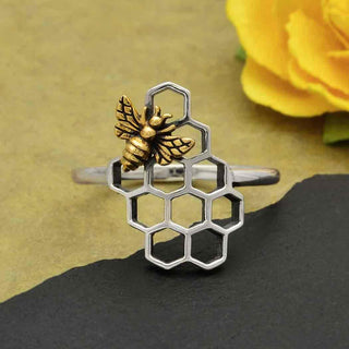 Nina Designs Honeycomb Ring with Bronze Bee